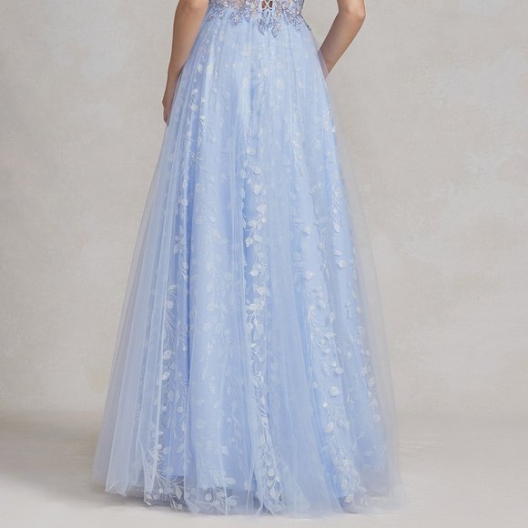 NEW LONG OFF SHOULDER SLEEVELESS A-LINE DRESS WITH LACE UP BACK & ZIP NX T1084 - Picture 9 of 9